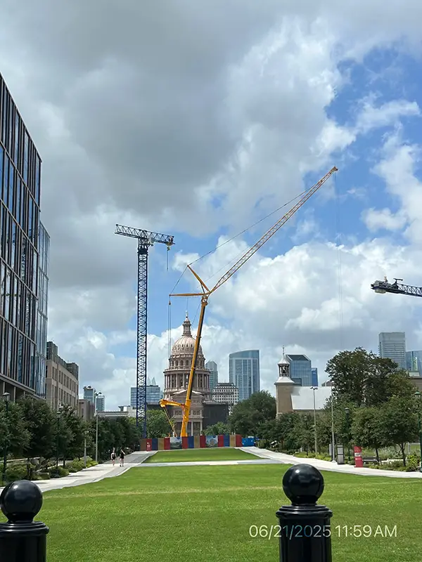 June 2025 - Dismantling the crane on the Texas Capital Mall Extension project. 