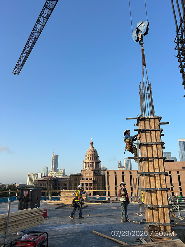 July 2025 - One of the last columns poured on the 1500 Congress State Office Building project.
