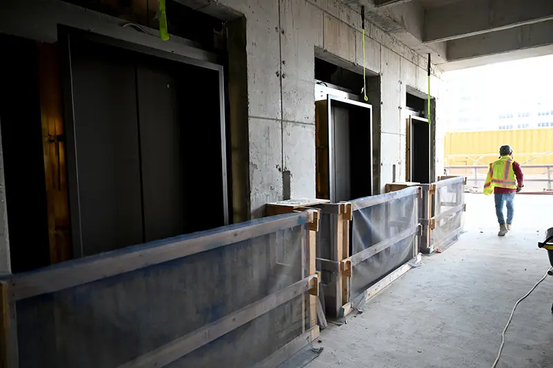 Barricaded hoist ways