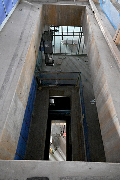 1501 Lavaca elevator hoistway under construction.