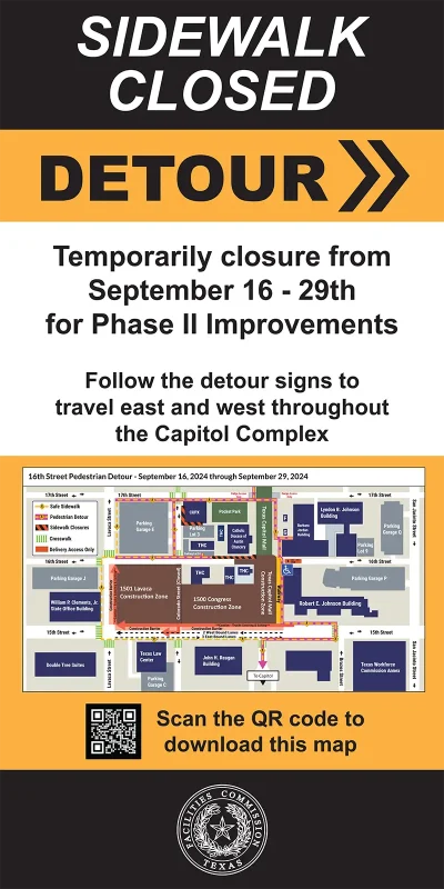 Sidewalk Closed, Pedestrian Detour Sign